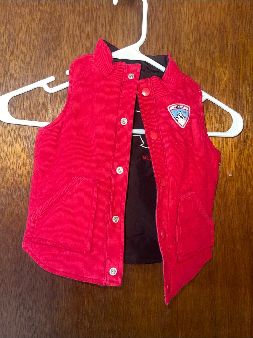 Vintage BabyGap Red Corduroy Toddler Reversible Vest